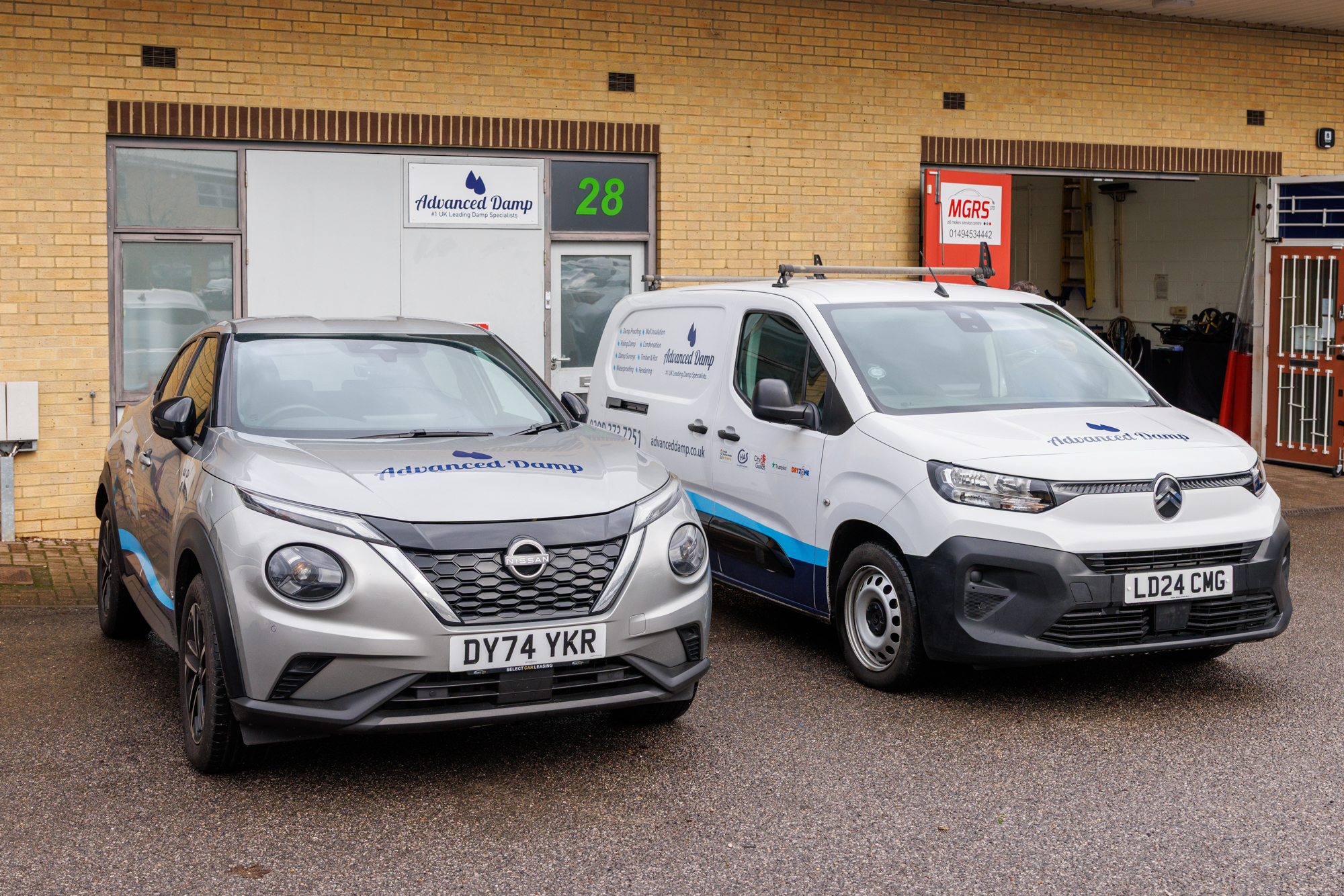 Advanced Damp van arriving at a structural waterproofing project