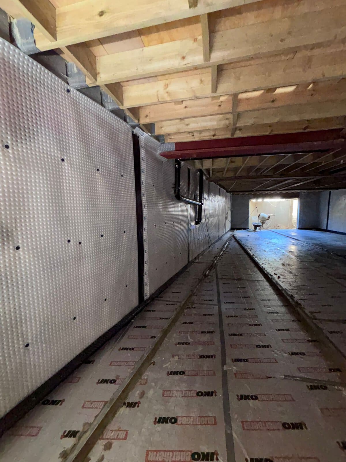 basement waterproofing work Newton 508 cavity drain membrane fixed to the basement walls with perimeter drainage in Fulham
